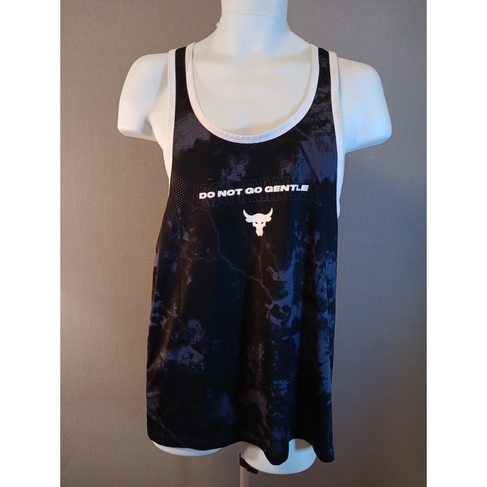 Under Armour Project Rock Mesh Tank Top Mens Medium Do Not Go Gentle UA M Gym